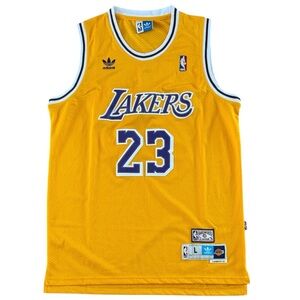 ADIDAS NBA LOS ANGELES LAKERS #23 LEBRON JAMES MENS JERSEY YELLOW SZ LARGE